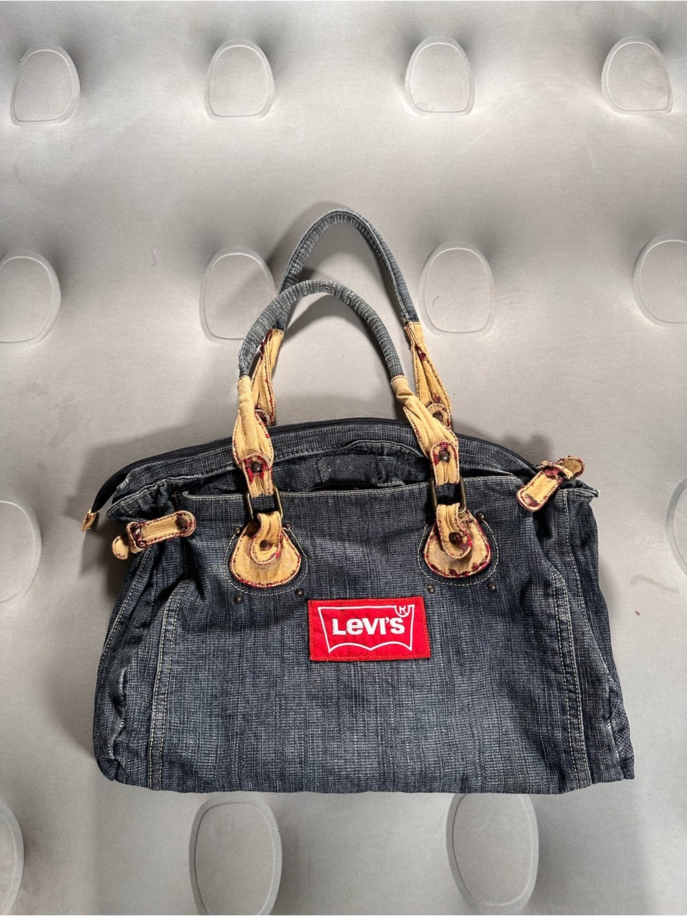 Levis Retro Gray Denim Handbag Y2K Distressed Flawed Grunge Skater Punk Emo Bag
